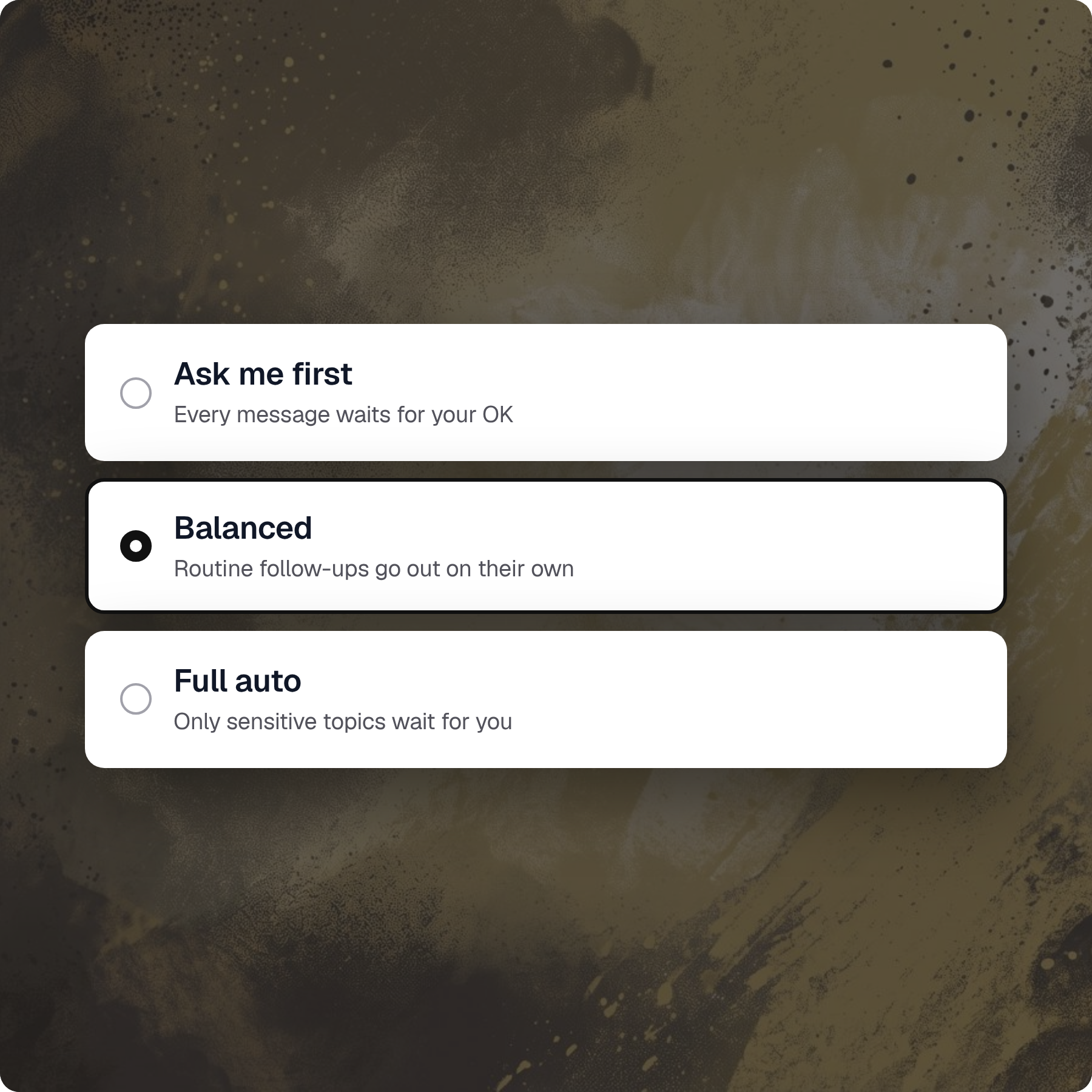 Control and autonomy — Opener product screenshot