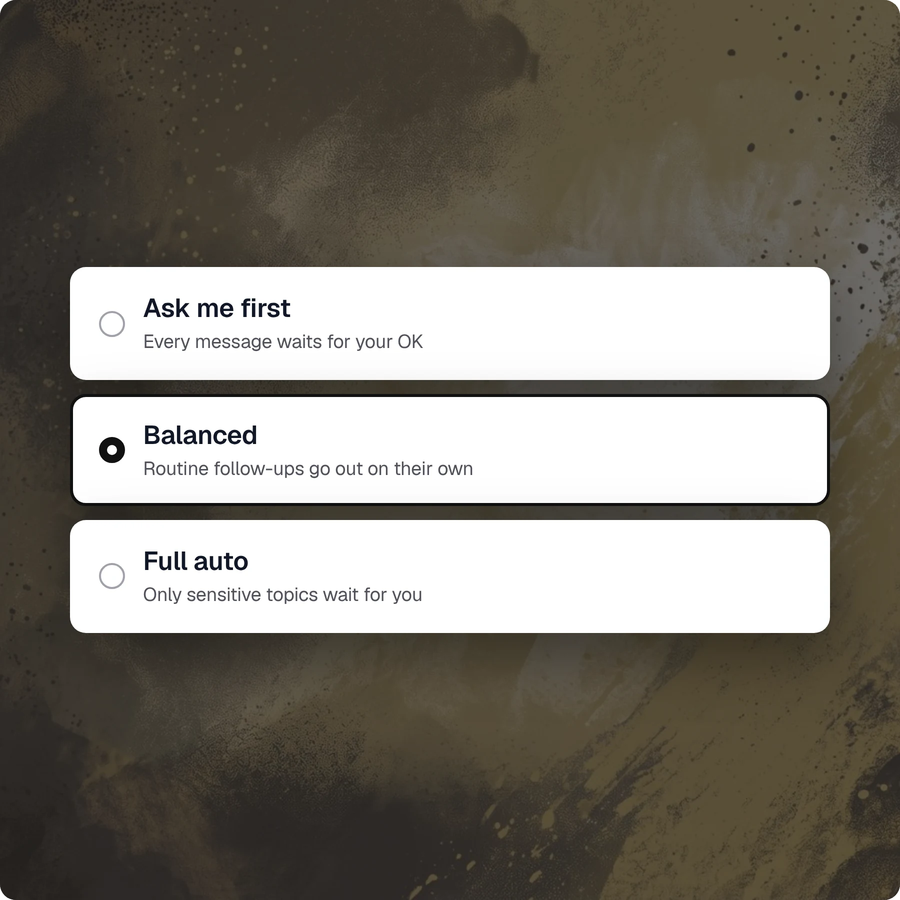 Pick how much it does — Opener product screenshot