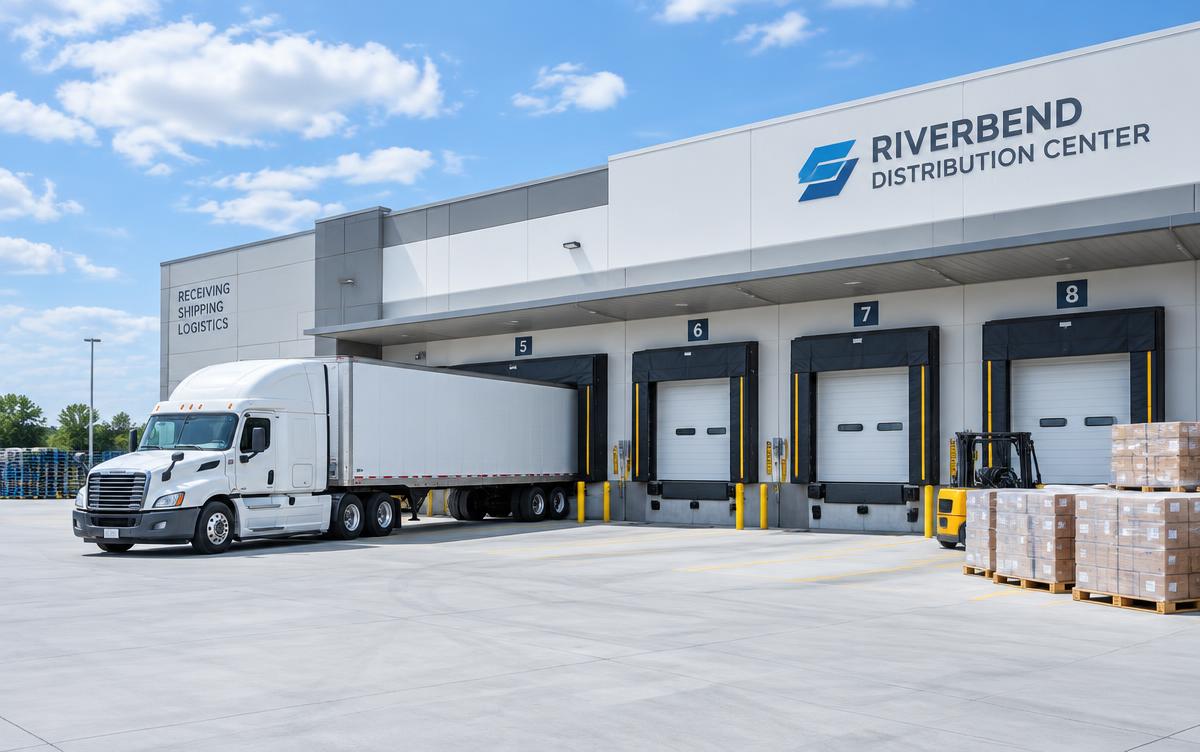 Distribution center loading dock in daylight