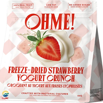 A pouch of OHME! Freeze-Dried Strawberry Yogurt Crunch